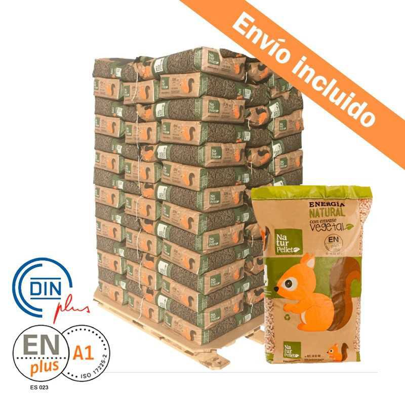 5 palés de 385 sacos certificados DIN ENplus A1 de 15 kg
