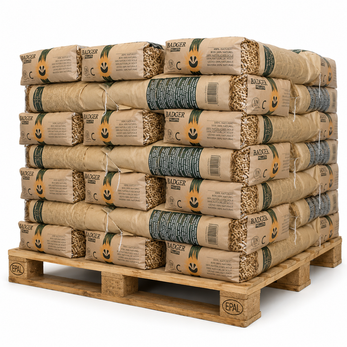 pellets de madera Badger en 65 sacos de 15 kg