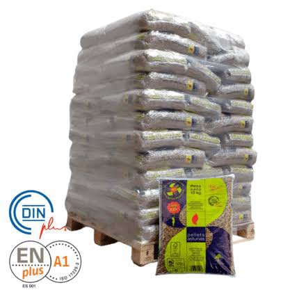 Palé completo de 77 sacos de 15 kg (1.155 kg) de gránulos Pelets Asturias.