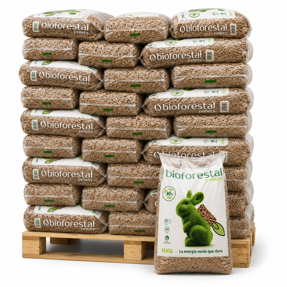 Pellets BIOFORESTAL,70 sacos de 15 kg Certificados ENplus A1