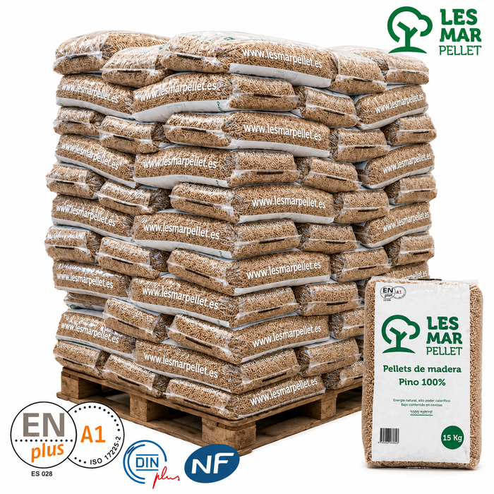 1 palet de 77 sacos  Lesmar Pellet ENplus Pino 100%