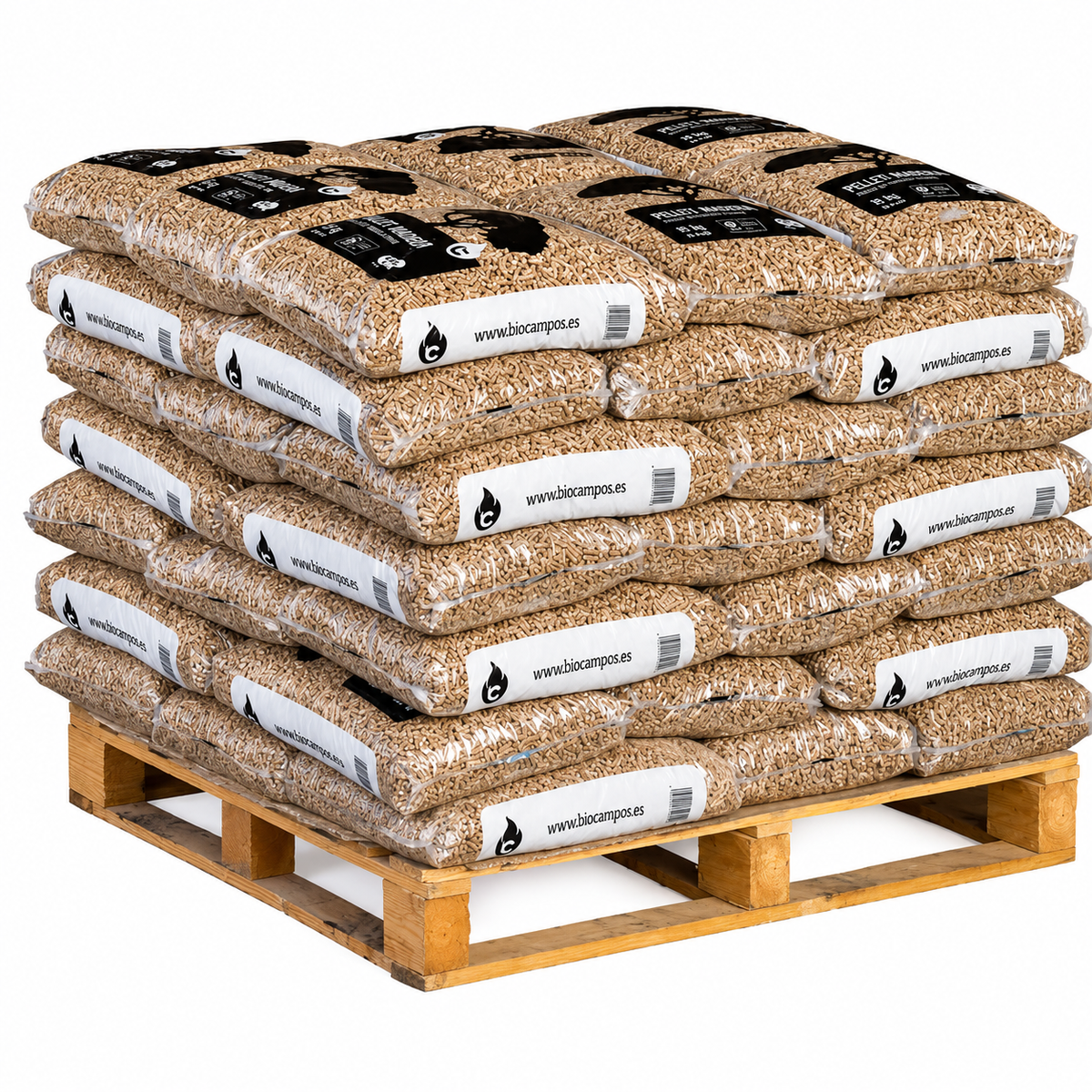 Palet de pellets Piñonero en 42 sacos de 15 kg para calefacción
